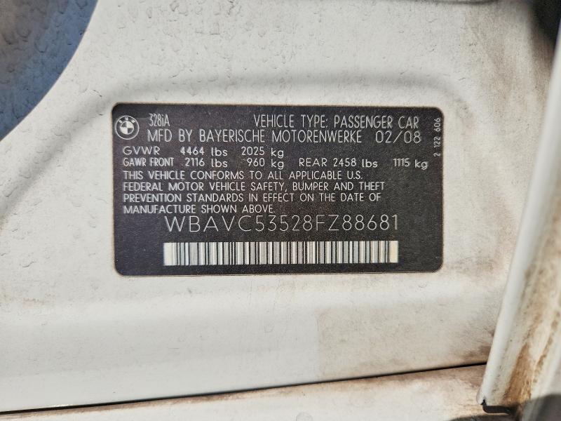 Aukcja sprzedaży 2008 Bmw 328, vin: WBAVC53528FZ88681, numer aukcji: 67546136