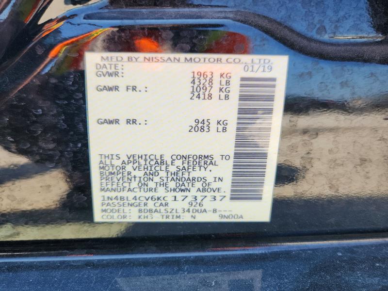Aukcja sprzedaży 2019 Nissan Altima, vin: 1N4BL4CV6KC173737, numer aukcji: 68362636