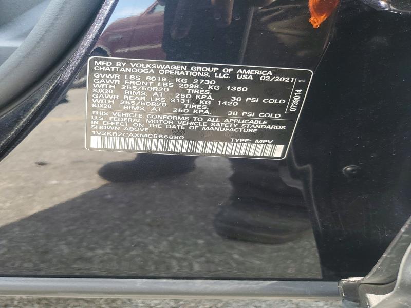 Продажа на аукционе авто 2021 Volkswagen Atlas, vin: 1V2KR2CAXMC566880, номер лота: 69142506