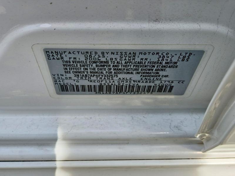 Aukcja sprzedaży 2015 Nissan Sentra, vin: 3N1AB7AP4FY332575, numer aukcji: 70433716