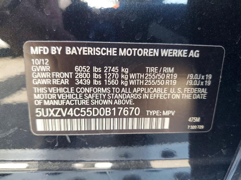 Продаж на аукціоні авто 2013 Bmw X5, vin: 5UXZV4C55D0B17670, номер лоту: 68570166