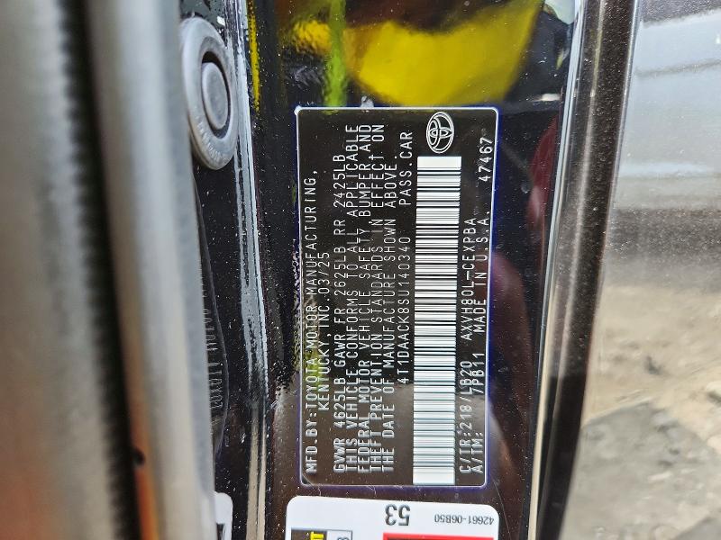 Aukcja sprzedaży 2025 Toyota Camry, vin: 4T1DAACK8SU140340, numer aukcji: 68193316