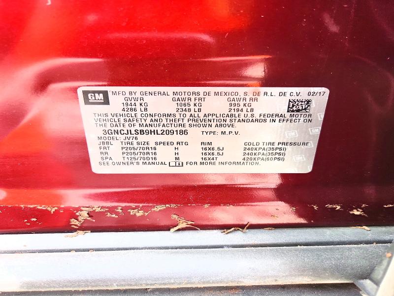 Продажа на аукционе авто 2017 Chevrolet Trax, vin: 3GNCJLSB9HL209186, номер лота: 70837366