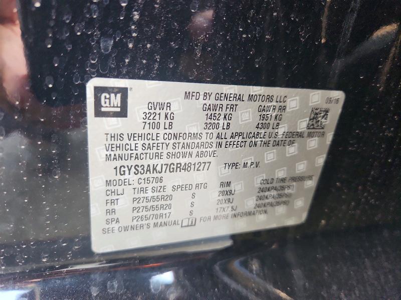 Продаж на аукціоні авто 2016 Cadillac Escalade, vin: 1GYS3AKJ7GR481277, номер лоту: 70285286