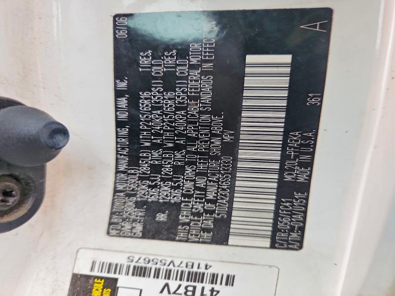 2006 Toyota Sienna მანქანა იყიდება აუქციონზე, vin: 5TDZA23C46S513330, აუქციონის ნომერი: 70690916