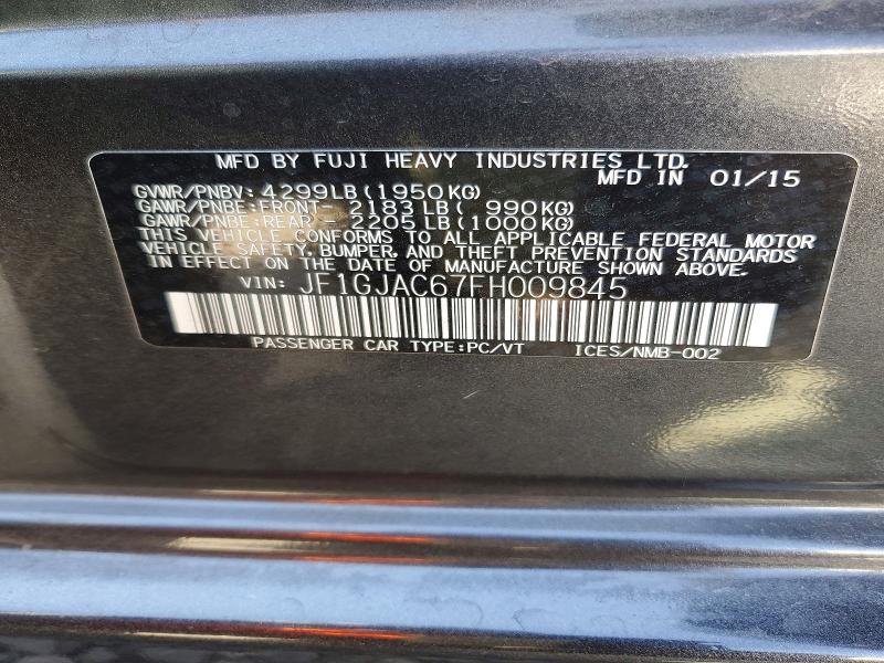 Продажа на аукционе авто 2015 Subaru Impreza, vin: JF1GJAC67FH009845, номер лота: 69731496