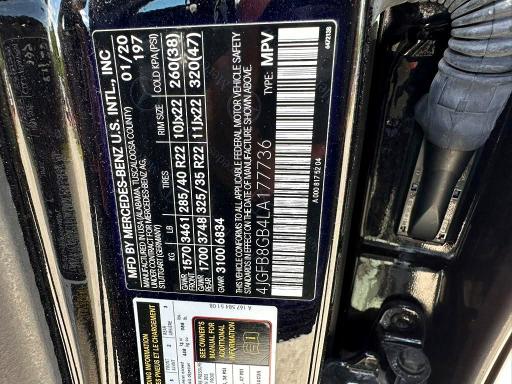 68788096 :رقم المزاد ، 4JGFB8GB4LA177736 vin ، 2020 Mercedes-benz Gle مزاد بيع