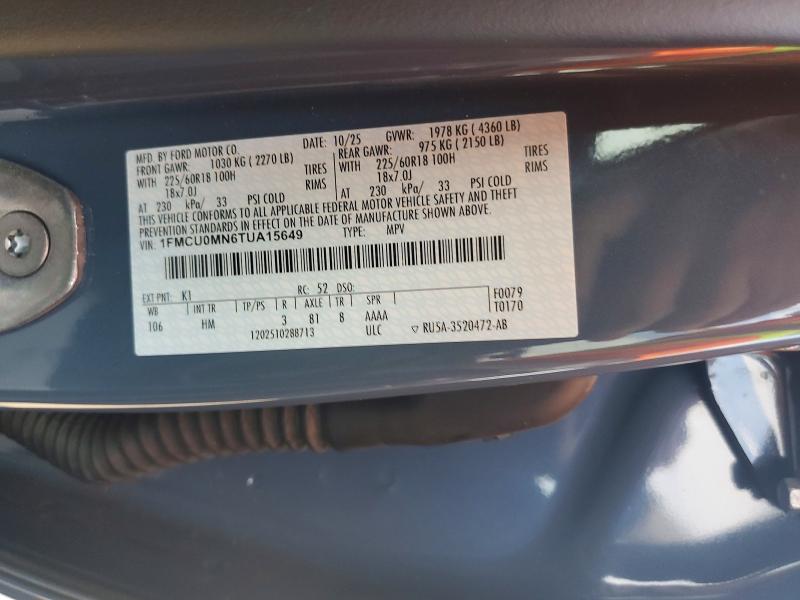 2026 Ford Escape მანქანა იყიდება აუქციონზე, vin: 1FMCU0MN6TUA15649, აუქციონის ნომერი: 70713726