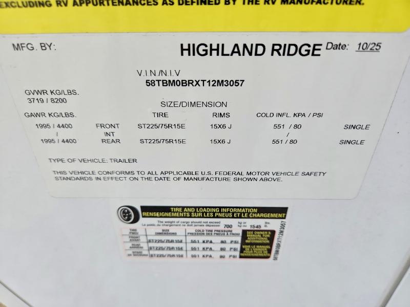 Aukcja sprzedaży 2026 Highland Ridge Open Range, vin: 58TBM0BRXT12M3057, numer aukcji: 69189226