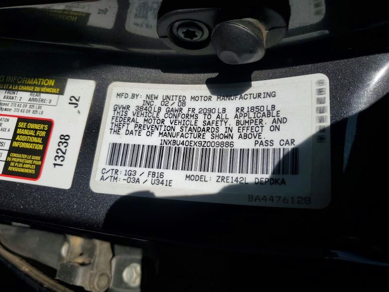 Aukcja sprzedaży 2009 Toyota Corolla, vin: 1NXBU40EX9Z009886, numer aukcji: 68989726