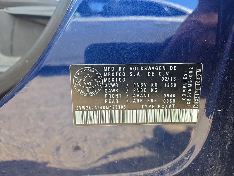 Aukcja sprzedaży 2013 Volkswagen Jetta, vin: 3VW2K7AJ4DM425305        , numer aukcji: 67936296