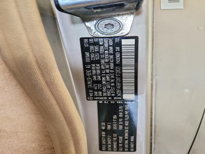 68483896 :رقم المزاد ، WDBFA68F0XF172831 vin ، 1999 Mercedes-benz Sl مزاد بيع