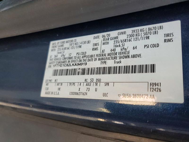 Продажа на аукционе авто 2020 Ford Transit, vin: 1FTYE1C82LKA94919, номер лота: 66393606
