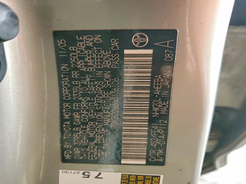 2006 Toyota Prius მანქანა იყიდება აუქციონზე, vin: JTDKB22U663136106, აუქციონის ნომერი: 70655336