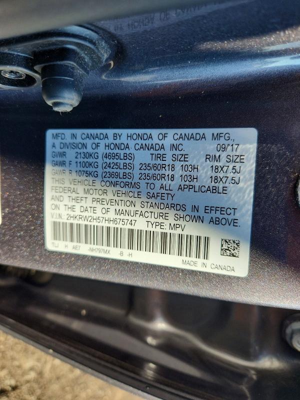 67871476 :رقم المزاد ، 2HKRW2H57HH675747 vin ، 2017 Honda Cr-v مزاد بيع