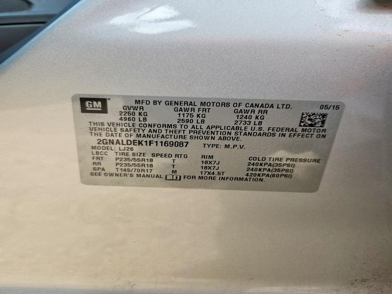 Продажа на аукционе авто 2015 Chevrolet Equinox, vin: 2GNALDEK1F1169087, номер лота: 68676216