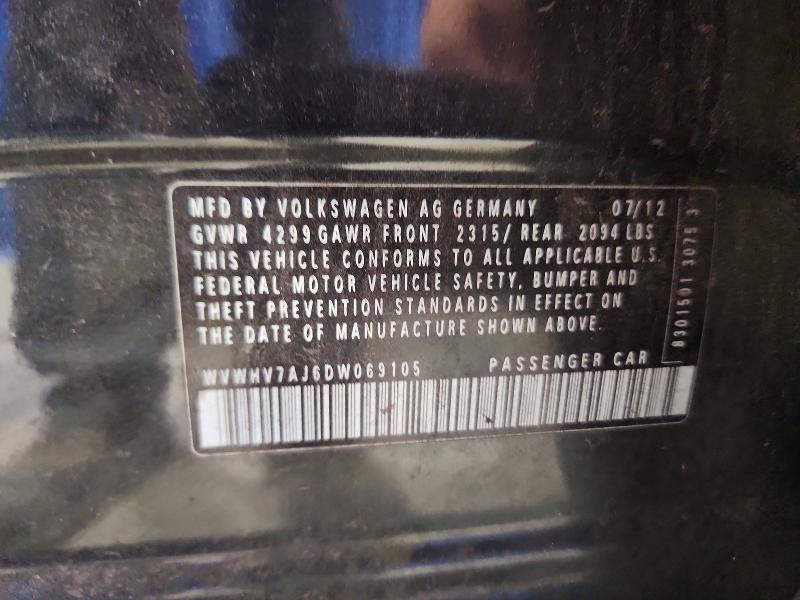 2013 Volkswagen Gti მანქანა იყიდება აუქციონზე, vin: WVWHV7AJ6DW069105, აუქციონის ნომერი: 68424176