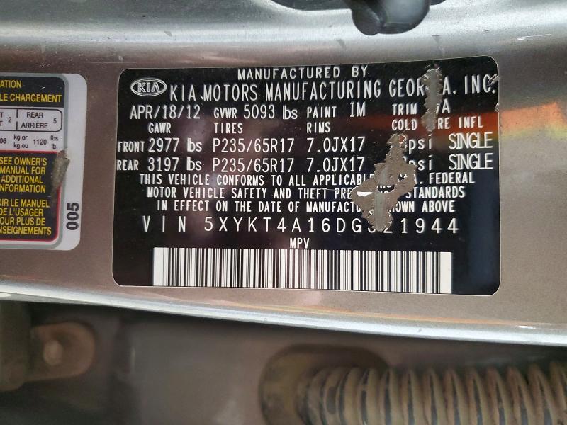 Aukcja sprzedaży 2013 Kia Sorento, vin: 5XYKT4A16DG321944, numer aukcji: 70182826