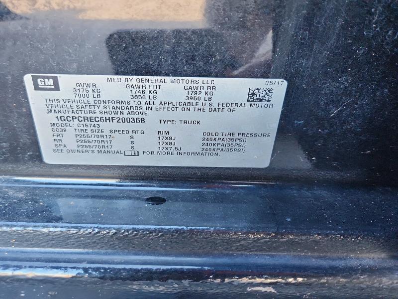 68630506 :رقم المزاد ، 1GCPCREC6HF200368 vin ، 2017 Chevrolet Silverado مزاد بيع