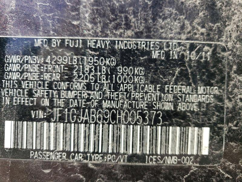 69672136 :رقم المزاد ، JF1GJAB69CH005373 vin ، 2012 Subaru Impreza مزاد بيع