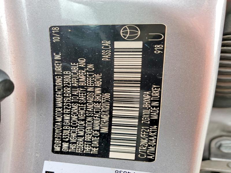 2019 Toyota C-hr მანქანა იყიდება აუქციონზე, vin: NMTKHMBX7KR075506, აუქციონის ნომერი: 69455766