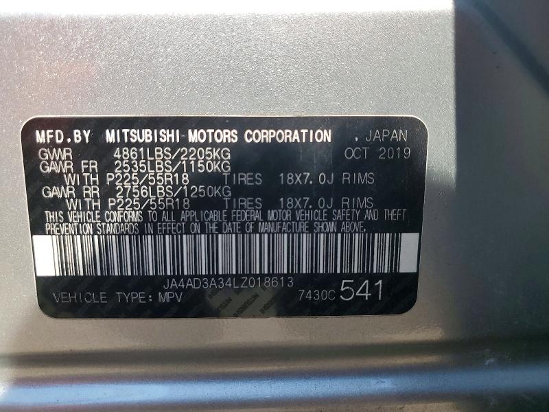 Aukcja sprzedaży 2020 Mitsubishi Outlander, vin: JA4AD3A34LZ018613, numer aukcji: 70171386