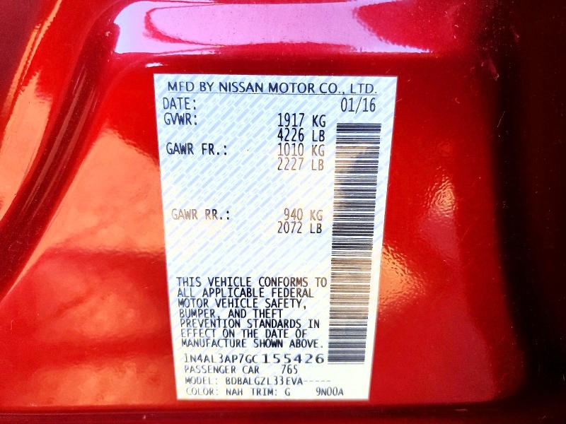 Продажа на аукционе авто 2016 Nissan Altima, vin: 1N4AL3AP7GC155426, номер лота: 69154986