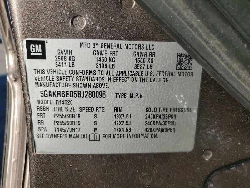68264906 :رقم المزاد ، 5GAKRBED5BJ280096 vin ، 2011 Buick Enclave مزاد بيع