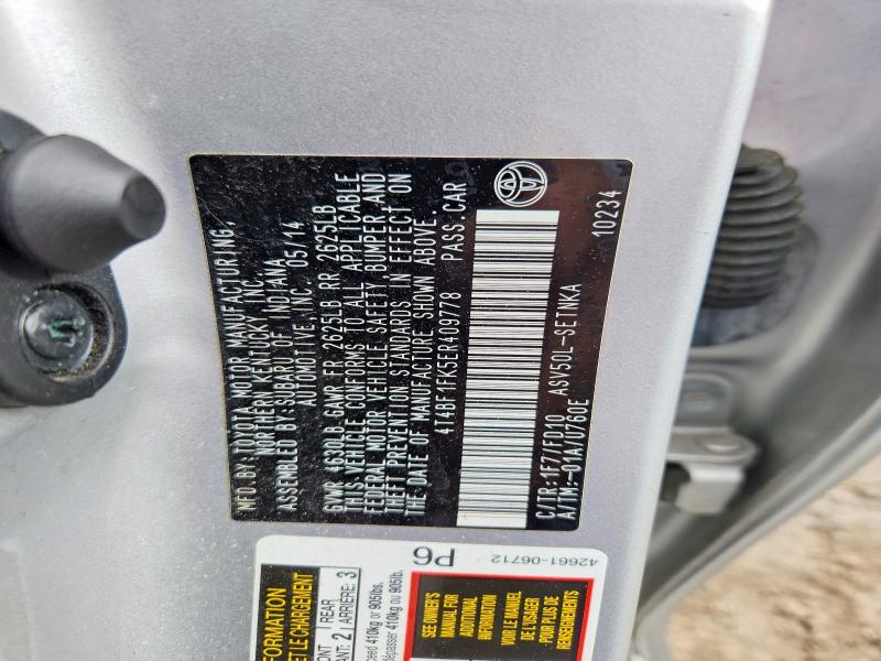 Aukcja sprzedaży 2014 Toyota Camry, vin: 4T4BF1FK5ER409778, numer aukcji: 69211206