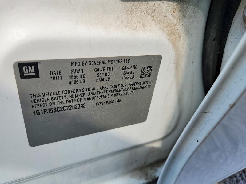 Продаж на аукціоні авто 2012 Chevrolet Cruze, vin: 1G1PJ5SC2C7202343, номер лоту: 69892286