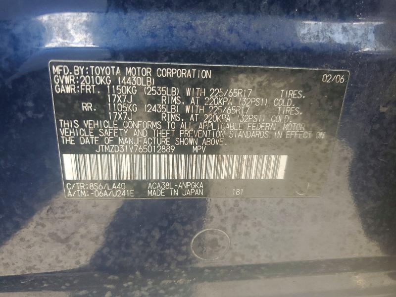 Aukcja sprzedaży 2006 Toyota Rav4, vin: JTMZD31V765012889, numer aukcji: 69176696
