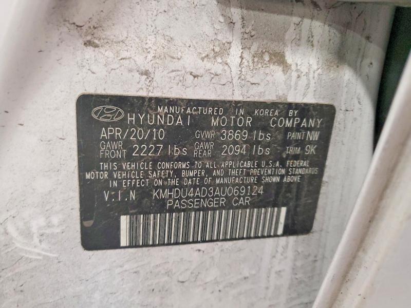 70300066 :رقم المزاد ، KMHDU4AD3AU069124 vin ، 2010 Hyundai Elantra مزاد بيع