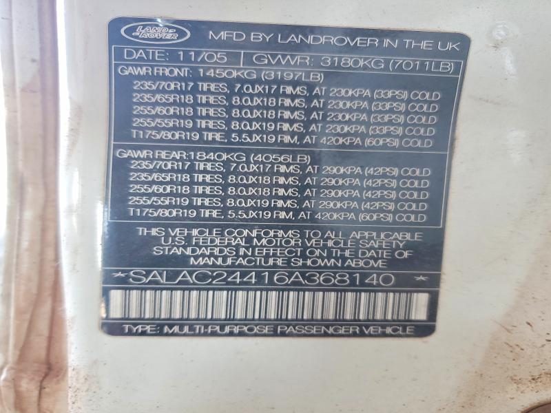 Aukcja sprzedaży 2006 Land Rover Lr3, vin: SALAC24416A368140, numer aukcji: 67699166