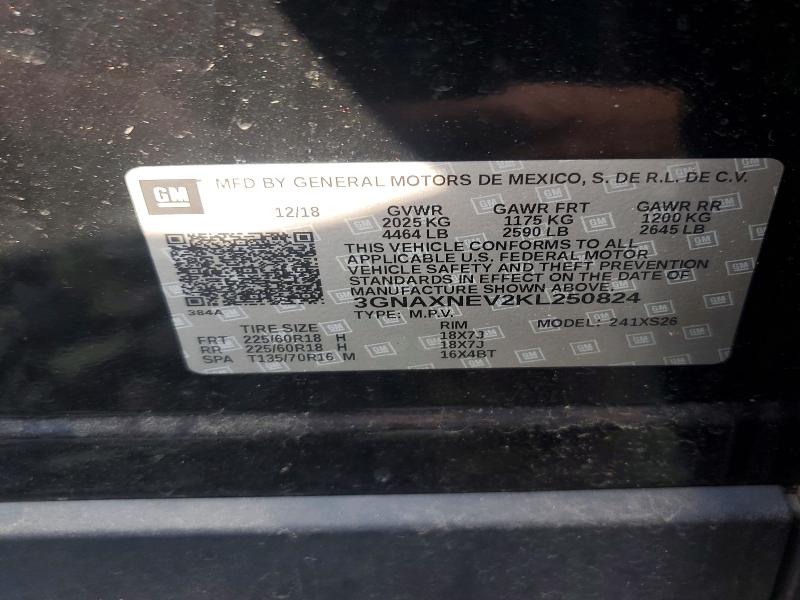 Продаж на аукціоні авто 2019 Chevrolet Equinox, vin: 3GNAXNEV2KL250824, номер лоту: 69291916