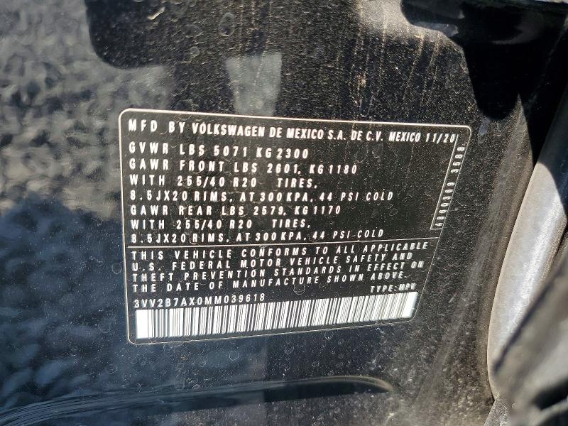 Aukcja sprzedaży 2021 Volkswagen Tiguan, vin: 3VV2B7AX0MM039618, numer aukcji: 67666796