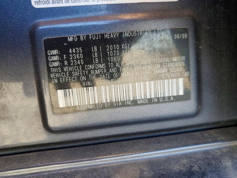 2010 Subaru Legacy მანქანა იყიდება აუქციონზე, vin: 4S3BMBH66A3217635, აუქციონის ნომერი: 69825906