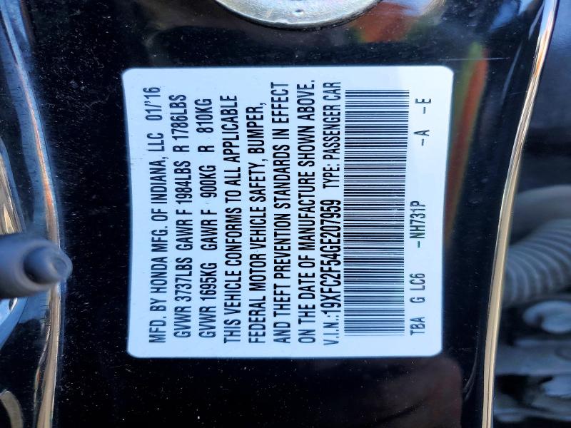 Aukcja sprzedaży 2016 Honda Civic, vin: 19XFC2F54GE207959, numer aukcji: 66966406