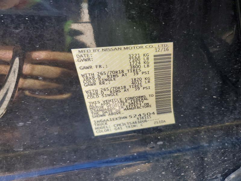 Продаж на аукціоні авто 2017 Nissan Titan, vin: 1N6AA1EK9HN524504, номер лоту: 69455906