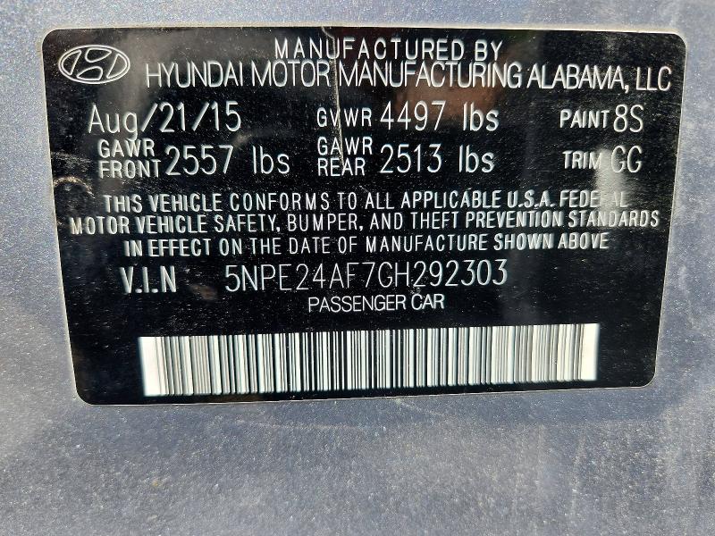 Продажа на аукционе авто 2016 Hyundai Sonata, vin: 5NPE24AF7GH292303, номер лота: 69000896