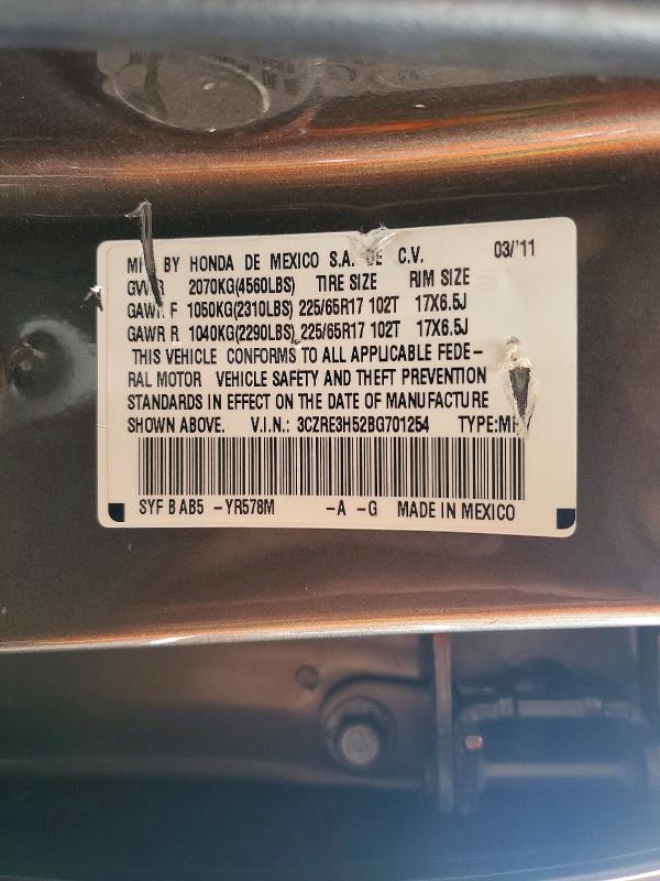 Продаж на аукціоні авто 2011 Honda Cr-v, vin: 3CZRE3H52BG701254, номер лоту: 68066746