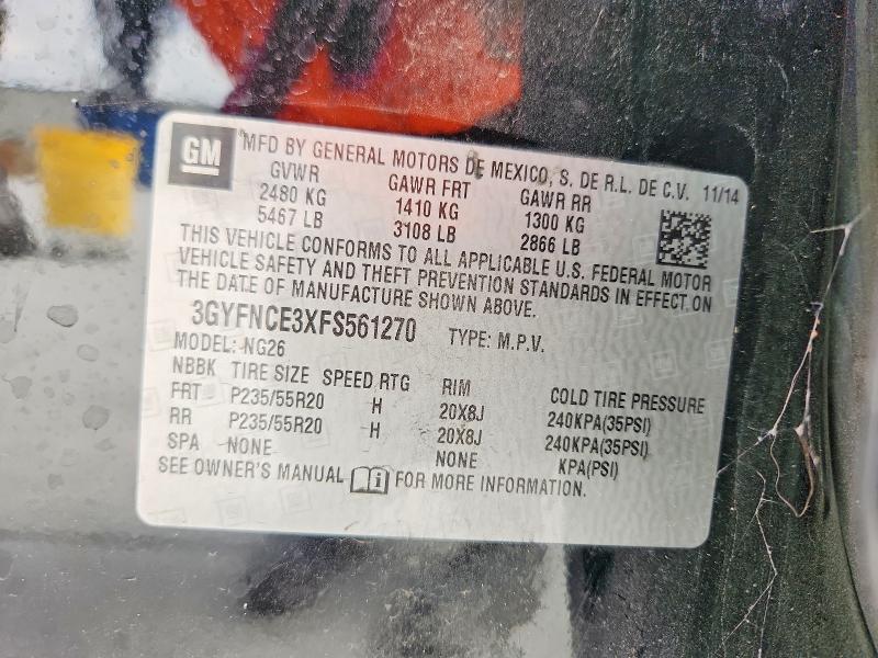 67867116 :رقم المزاد ، 3GYFNCE3XFS561270 vin ، 2015 Cadillac Srx مزاد بيع
