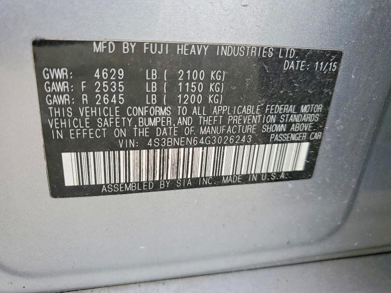Aukcja sprzedaży 2016 Subaru Legacy, vin: 4S3BNEN64G3026243, numer aukcji: 70631276