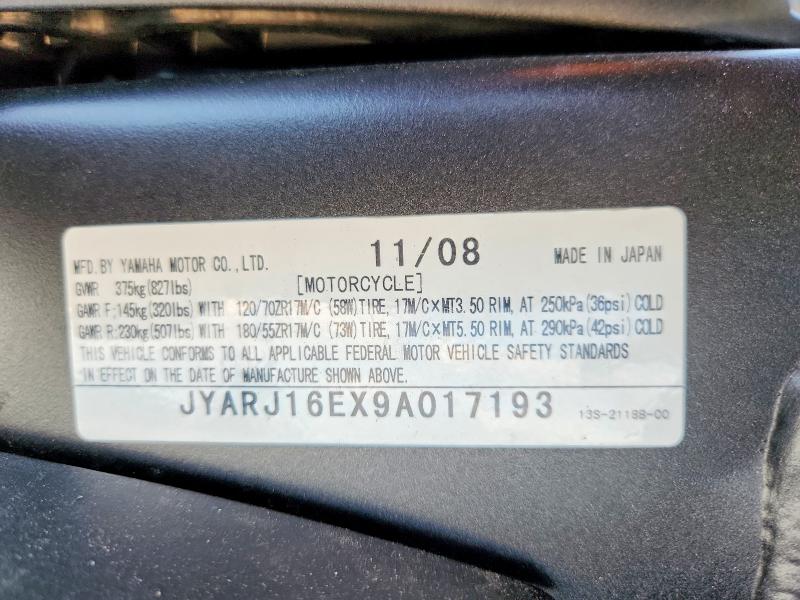 Продажа на аукционе авто 2009 Yamaha Yzfr6, vin: JYARJ16EX9A017193, номер лота: 67831846
