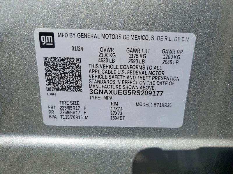 Aukcja sprzedaży 2024 Chevrolet Equinox, vin: 3GNAXUEG5RS209177, numer aukcji: 68156366