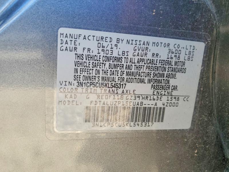 Aukcja sprzedaży 2019 Nissan Kicks, vin: 3N1CP5CU5KL545317, numer aukcji: 70263166