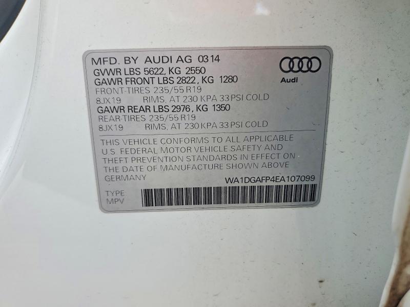 2014 Audi Q5 მანქანა იყიდება აუქციონზე, vin: WA1DGAFP4EA107099, აუქციონის ნომერი: 70224276