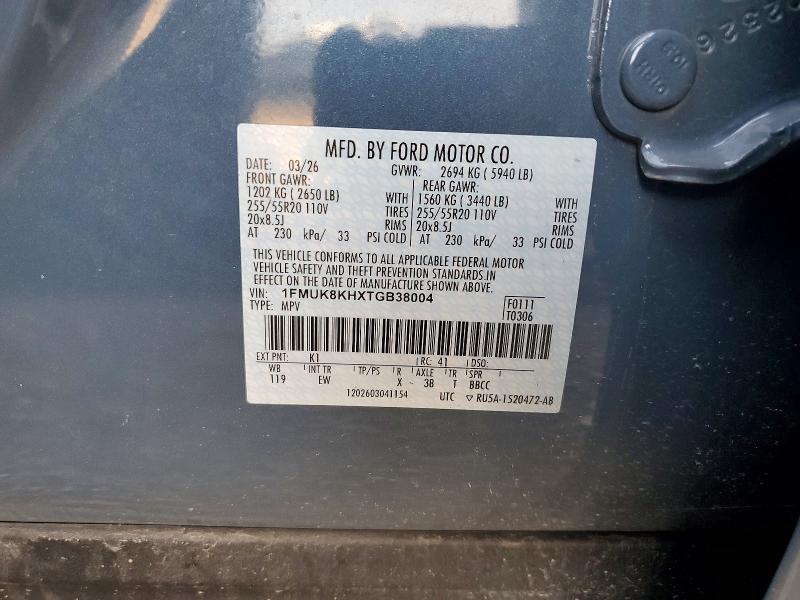 2026 Ford Explorer მანქანა იყიდება აუქციონზე, vin: 1FMUK8KHXTGB38004, აუქციონის ნომერი: 67235106