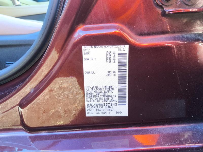 2023 Nissan Altima მანქანა იყიდება აუქციონზე, vin: 1N4BL4DV0PN357842, აუქციონის ნომერი: 69174466