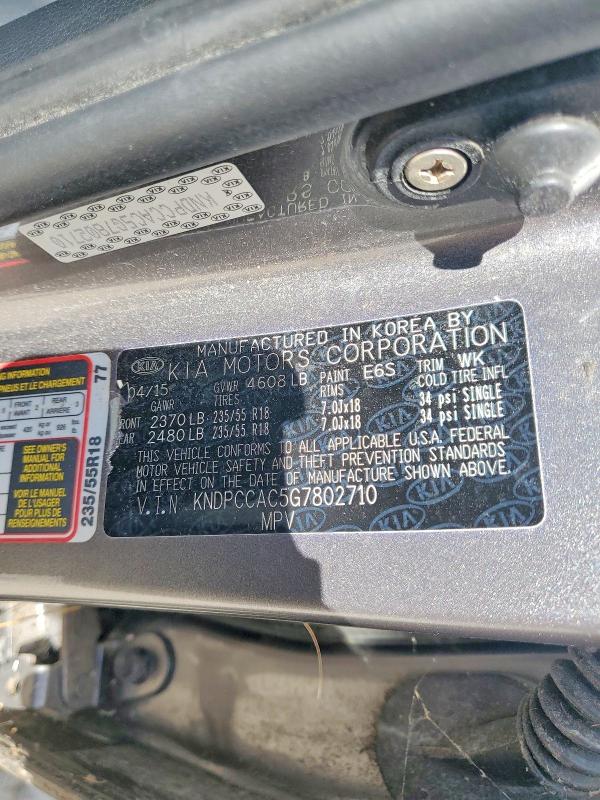 70431596 :رقم المزاد ، KNDPCCAC5G7802710 vin ، 2016 Kia Sportage مزاد بيع