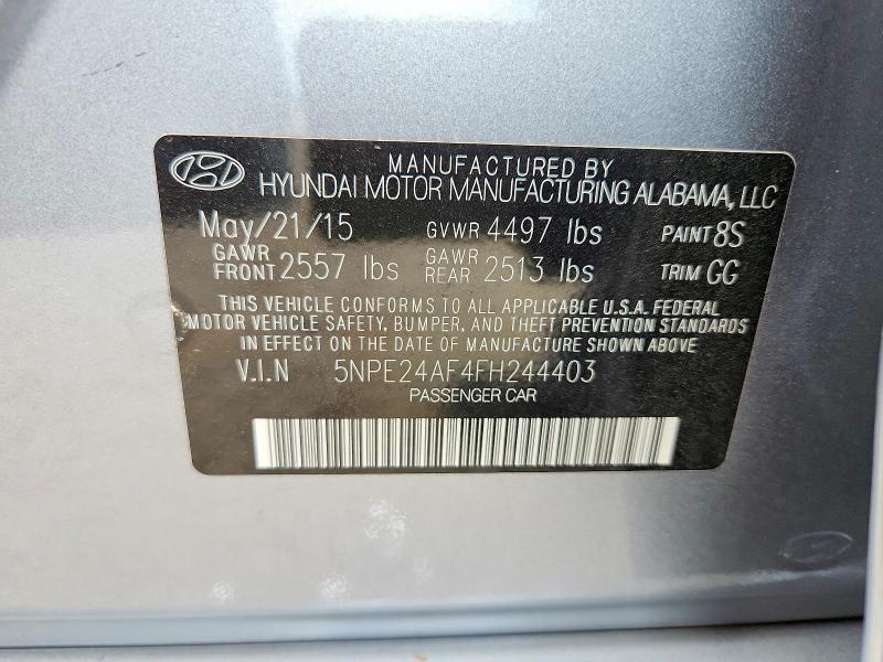 70355636 :رقم المزاد ، 5NPE24AF4FH244403 vin ، 2015 Hyundai Sonata مزاد بيع